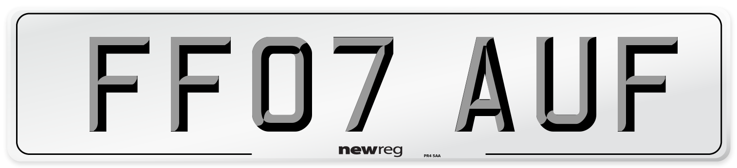FF07 AUF Number Plate from New Reg